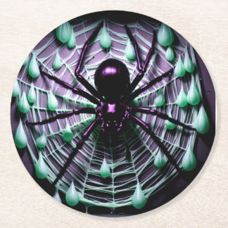 Terrifying Gigantic Black Spider!  Round Paper Coaster