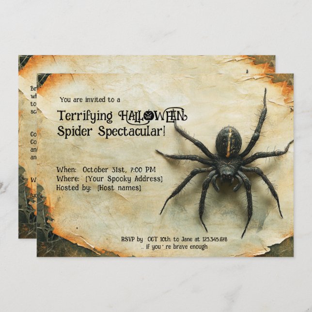 Terrifying HALLOWEEN Spider Spectacular! Invitation (Front/Back)