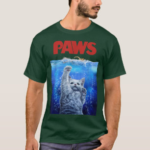Terrifying Monster White Cat Attack Swimmer  T-Shirt