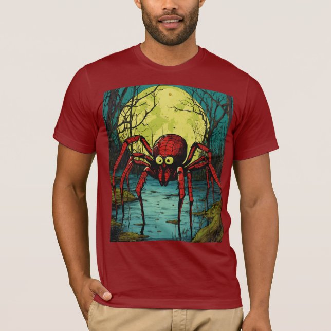 Terrifying Spider Under the Full Moon – Pop Art Ho T-Shirt (Front)