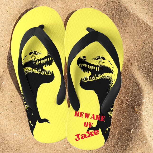 Terrifying T-Rex Dinosaur Graphic Kid's Jandals (Creator Uploaded)