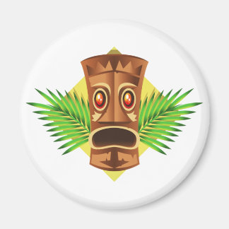 Terrifying Tiki Tropical Statue With Palms Magnet