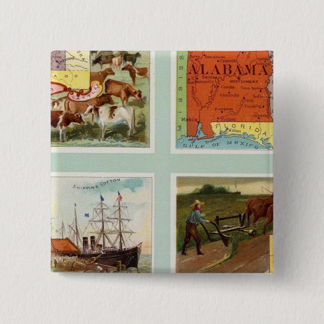 Territory of Wyoming, Alabama, Louisiana, Kansas 15 Cm Square Badge (Front)