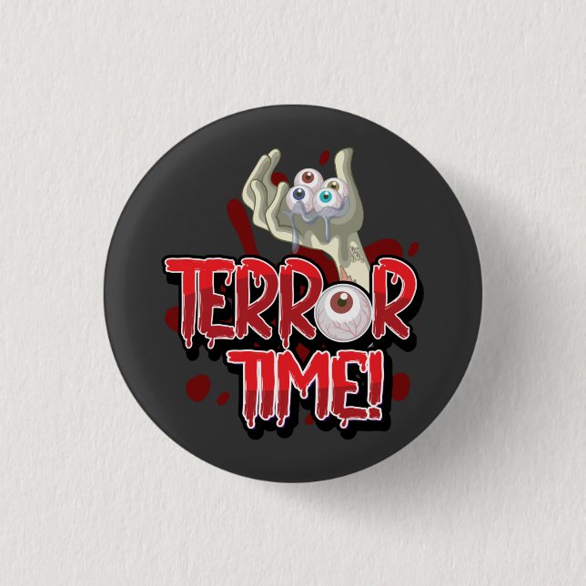 Terror Time Zombie Hand with Eyeballs   3 Cm Round Badge (Front)