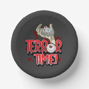 Terror Time Zombie Hand with Eyeballs Paper Plate