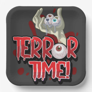Terror Time Zombie Hand with Eyeballs  T-Shirt Paper Plate