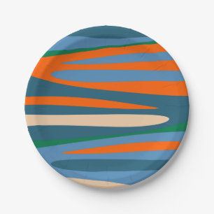 Terzo Stripes Retro Modern Abstract Pattern Paper Plate