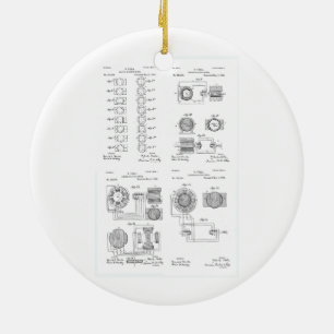 Tesla Elecro-Magnet Motor Patent US381968 p 1-4 Ceramic Tree Decoration