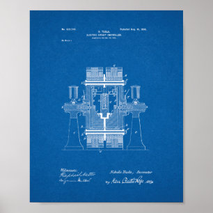 Tesla Electric Circuit Controller Patent - Bluepri Poster