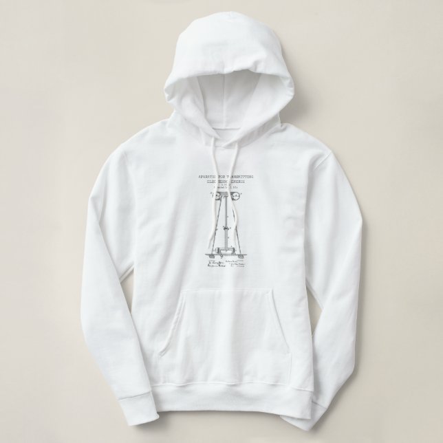 Tesla energy transmitter patent hoodie (Design Front)