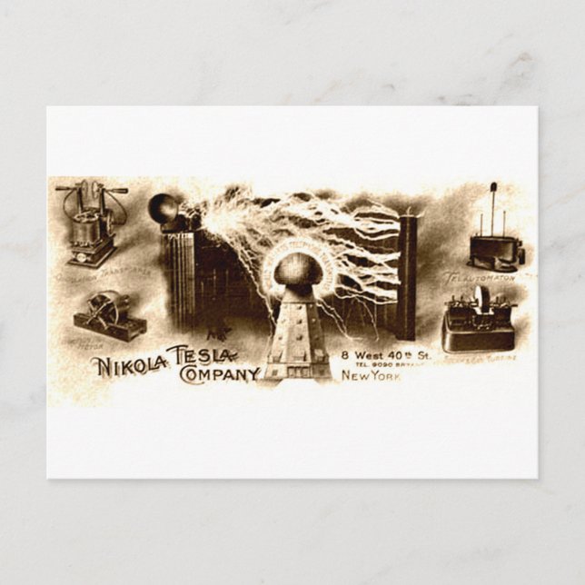 Tesla Letterhead Postcard (Front)