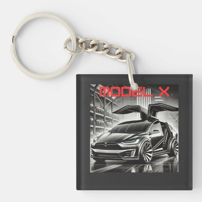 Tesla Model X Electric SUV Design | Futuristic EV Key Ring (Front)