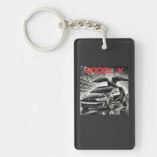 Tesla Model X Electric SUV Design Futuristic EV Key Ring