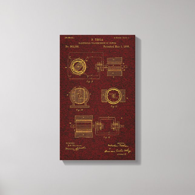 Tesla Patent 00382280 Sht 2 Canvas Print (Front)