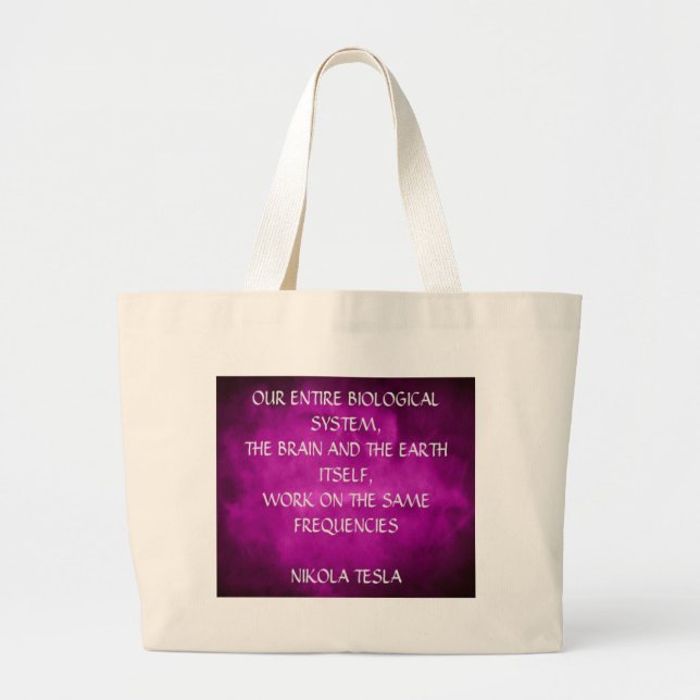 Tesla Quote On Purple Large Tote Bag (Front)