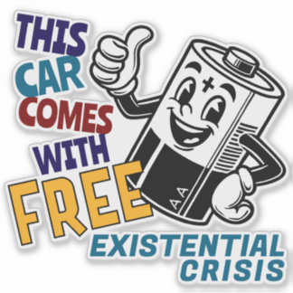 Tesla Regret Bumper Cartoon Battery