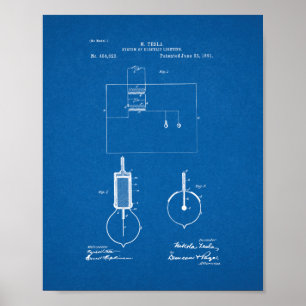 Tesla System Of Electric Lighting Patent - Bluepri Poster