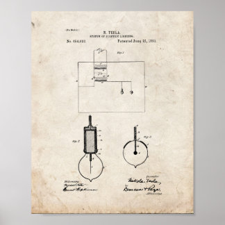 Tesla System Of Electric Lighting Patent - Old Loo Poster