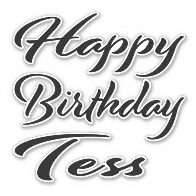 Tess name first name black Sticker birthday (Front)
