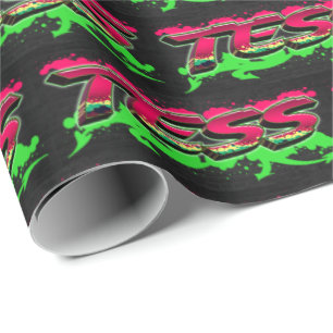 Tess Vorname Name Graffiti red green Wrapping Paper