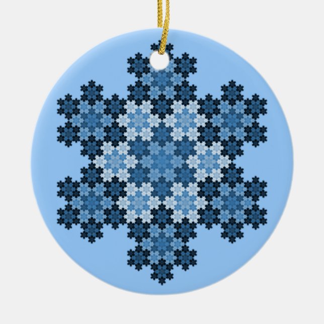 Tessellated Koch Snowflakes Ceramic Tree Decoration (Front)