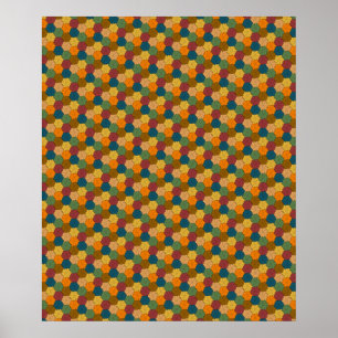 Tessellated Multi-colored Flower Wheel Pattern Poster
