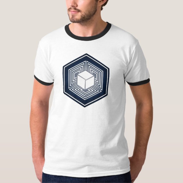 Tesseract, 4D Hypercube, Hypercube, Crop Circle T-Shirt (Front)