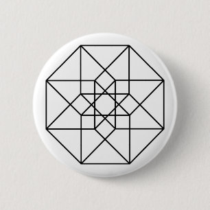 Tesseract (black outline) 6 cm round badge