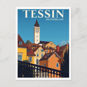 Tessin Switzerland Travel Poster Postcard