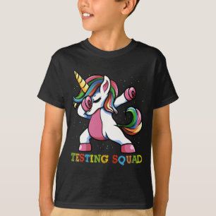 Test Day Dabbing Unicorn Testing Squad Girls . T-Shirt