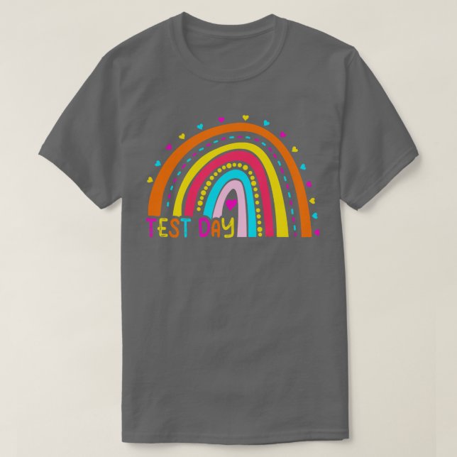 Test Day Funny Exam Testing Leopard Rainbow Teache T-Shirt (Design Front)