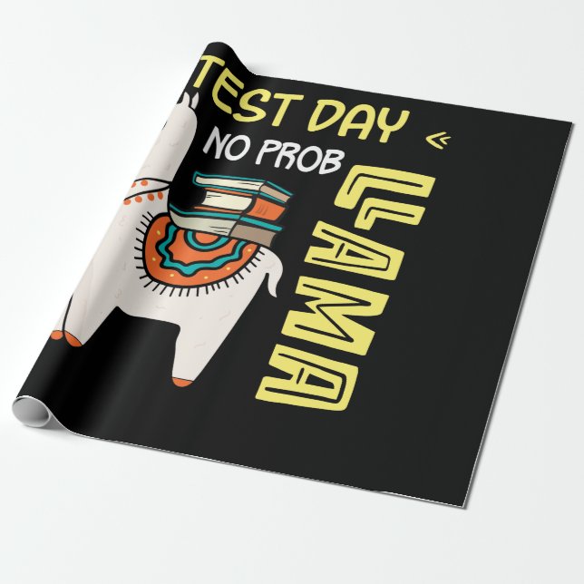 Test Day Llama Teacher Exam Testing Teaching Wrapping Paper (Unrolled)