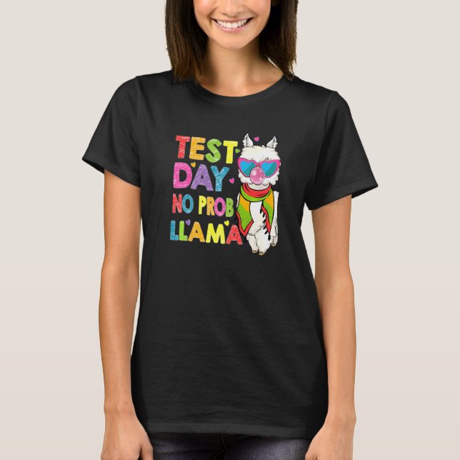 Test Day No Prob Llama Cute Llama Teacher Testing  T-Shirt (Front)