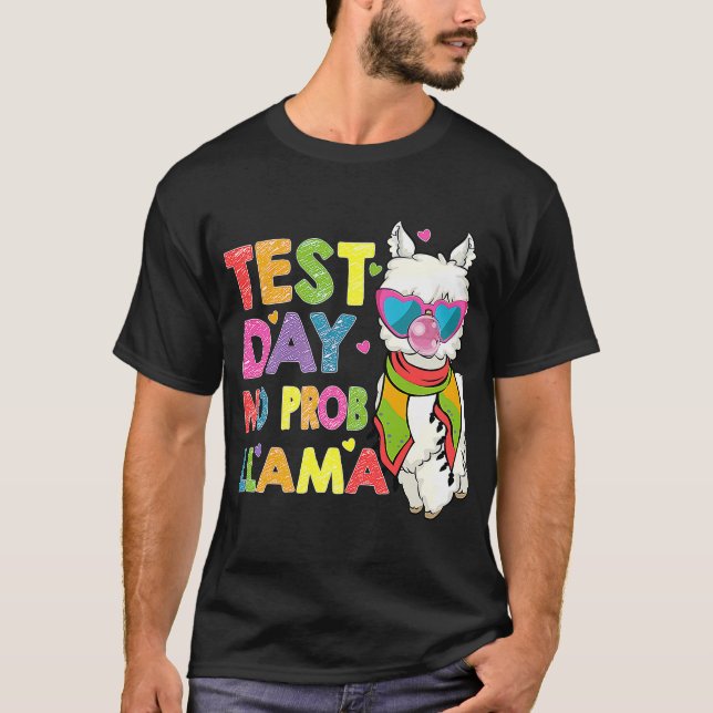 Test Day No Prob Llama Cute Llama Teacher Testing  T-Shirt (Front)