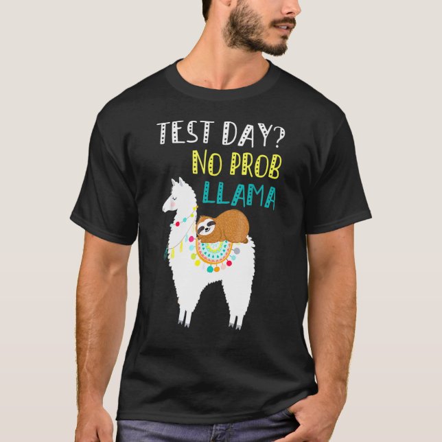 Test Day No Prob Llama Teacher Exam Testing T-Shirt (Front)