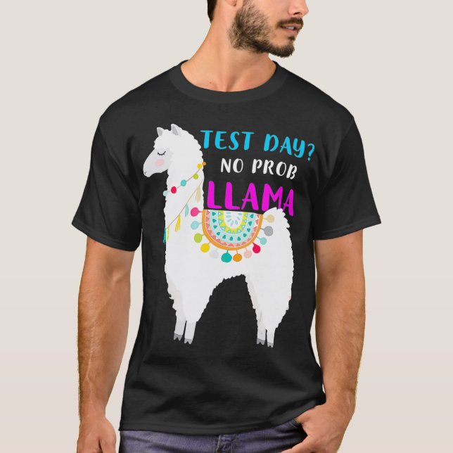 Test Day No Prob Llama Teacher Exam Testing Tshirt (Front)