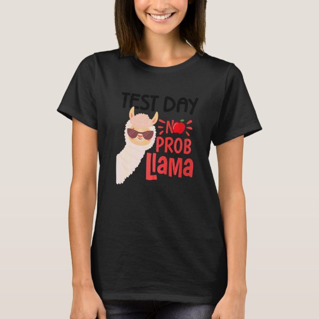 Test Day No Prob Llama Teacher  Testing Day Teachi T-Shirt (Front)