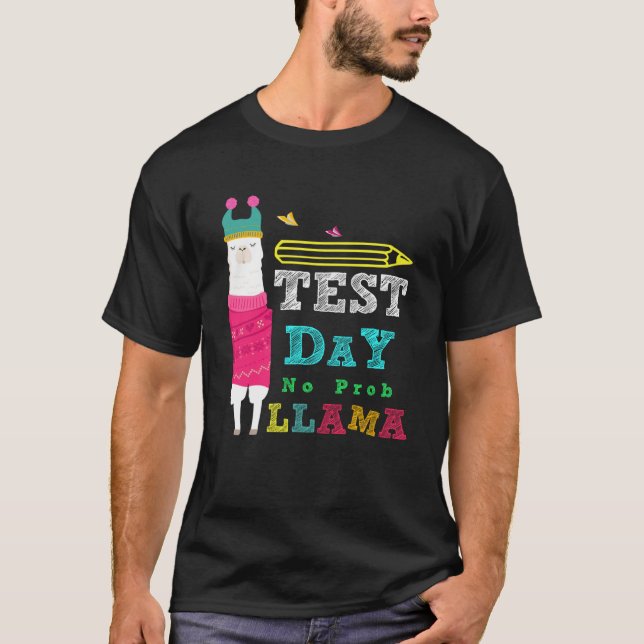 Test Day No Prob Llama  Teacher Testing T-Shirt (Front)