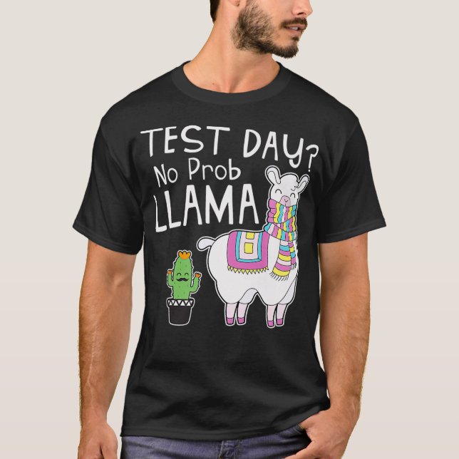 Test Day No Prob  Teacher Llama  Funny Testing Tea T-Shirt (Front)