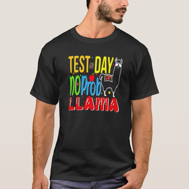 Test Day No Probllama Test Day For Teachers Rainbo T-Shirt (Front)
