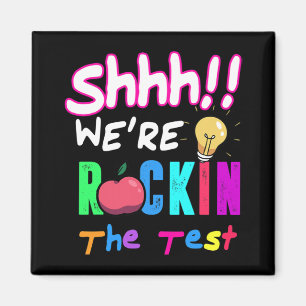 Test Day Rock The Test Rainbow Teacher Student  Magnet