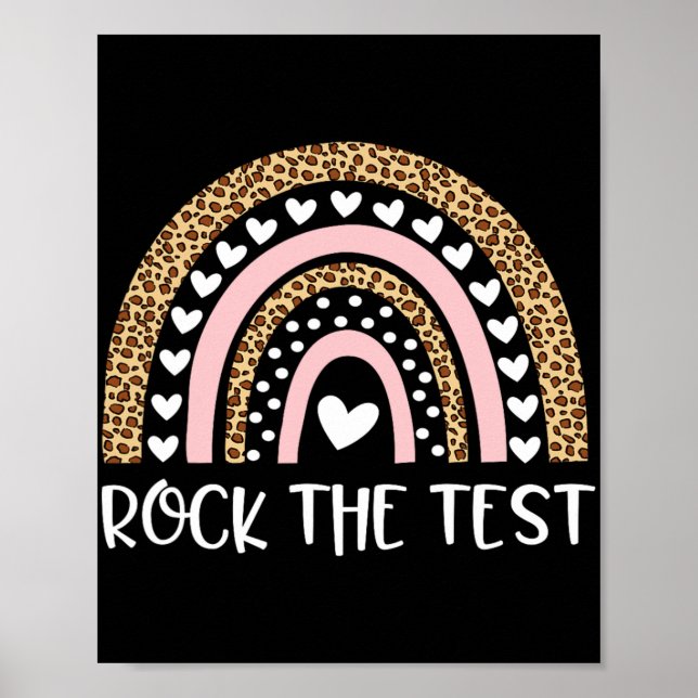 Test Day Rock The Test Teacher Rainbow Leopard Stu Poster (Front)