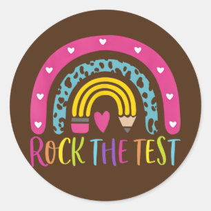 Test Day Rock The Test Teacher Testing Day Classic Round Sticker
