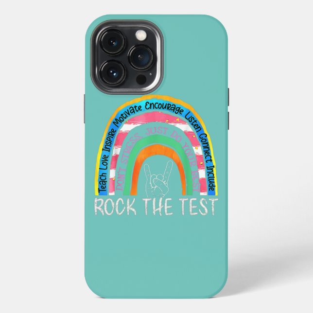 Test Day Rock The Test Teacher Testing Day iPhone Case (Back)