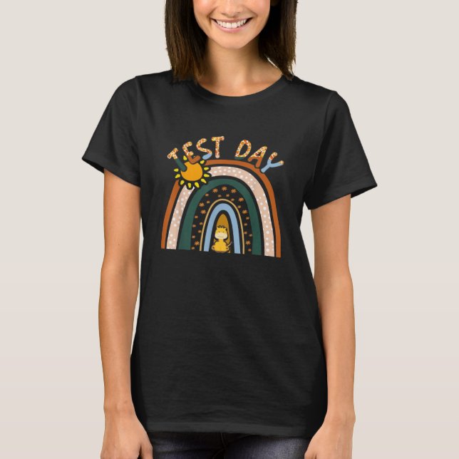 Test Day Rock The Test Teacher Testing Day Rainbow T-Shirt (Front)