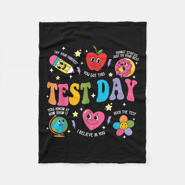 Test Day Rock The Test Testing Day Motivational Te Fleece Blanket (Front)