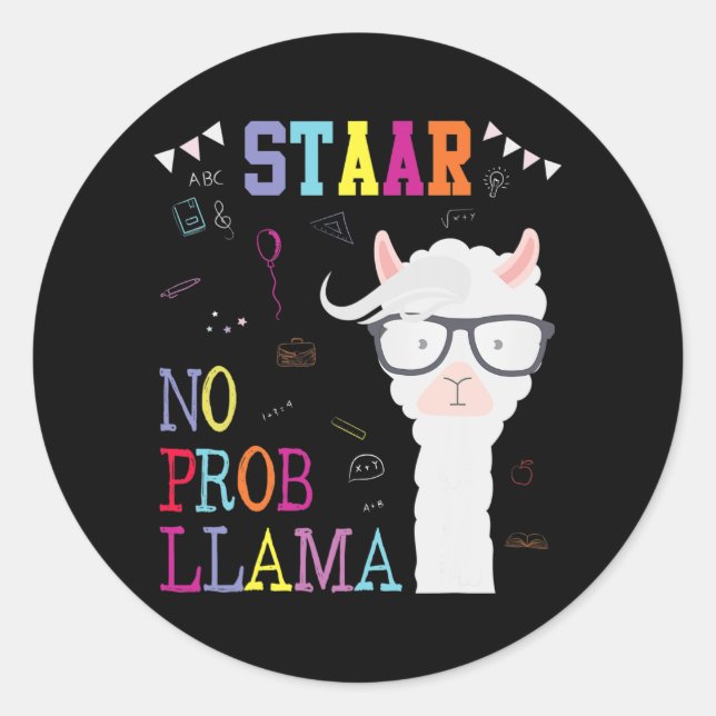 Test Day Squad No Prob-llama Llama Teacher Student Classic Round Sticker (Front)