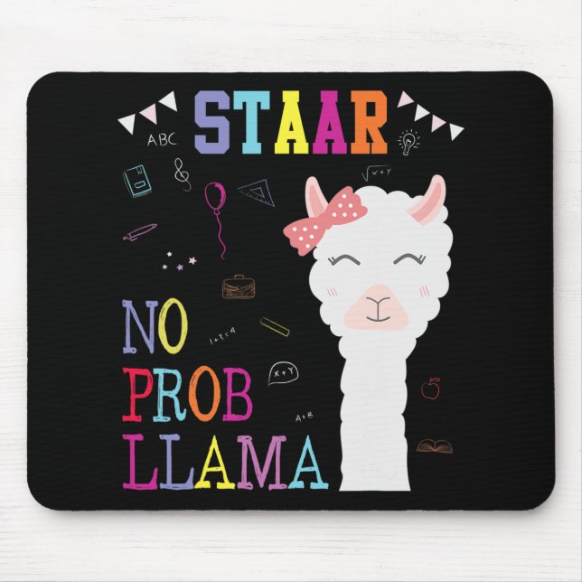 Test Day Squad No Prob-llama Llama Teacher Student Mouse Pad (Front)