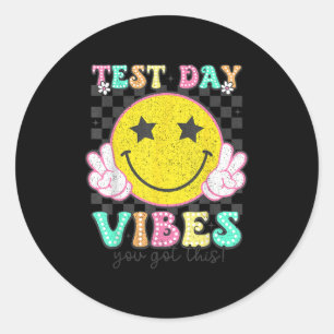 Test Day Vibes You Got This Retro Groovy Testing D Classic Round Sticker