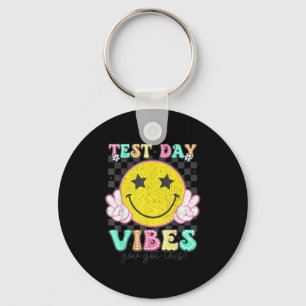 Test Day Vibes You Got This Retro Groovy Testing D Key Ring